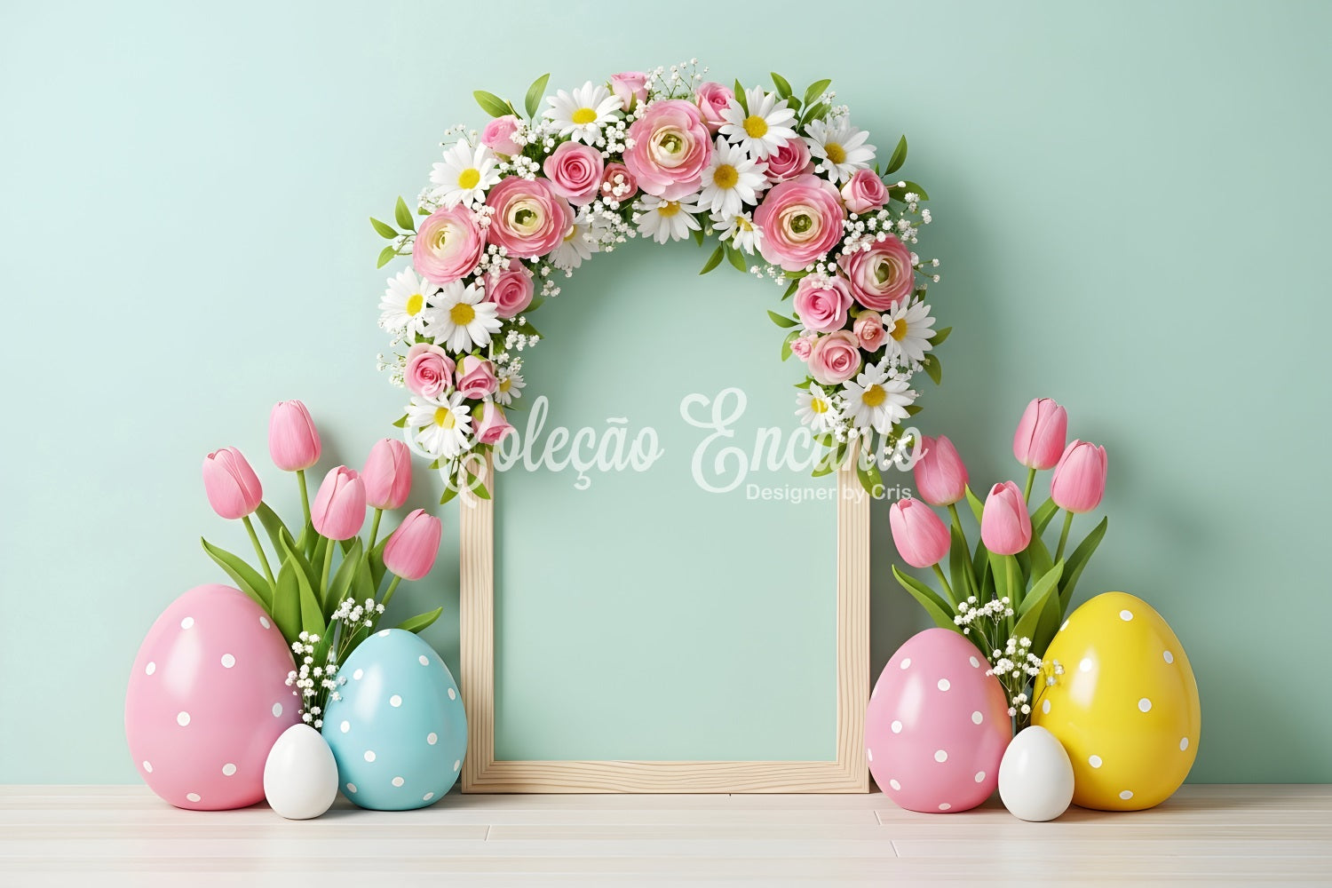Fond Photo Pâques Cadre Arche Floral Œuf Par Magali
