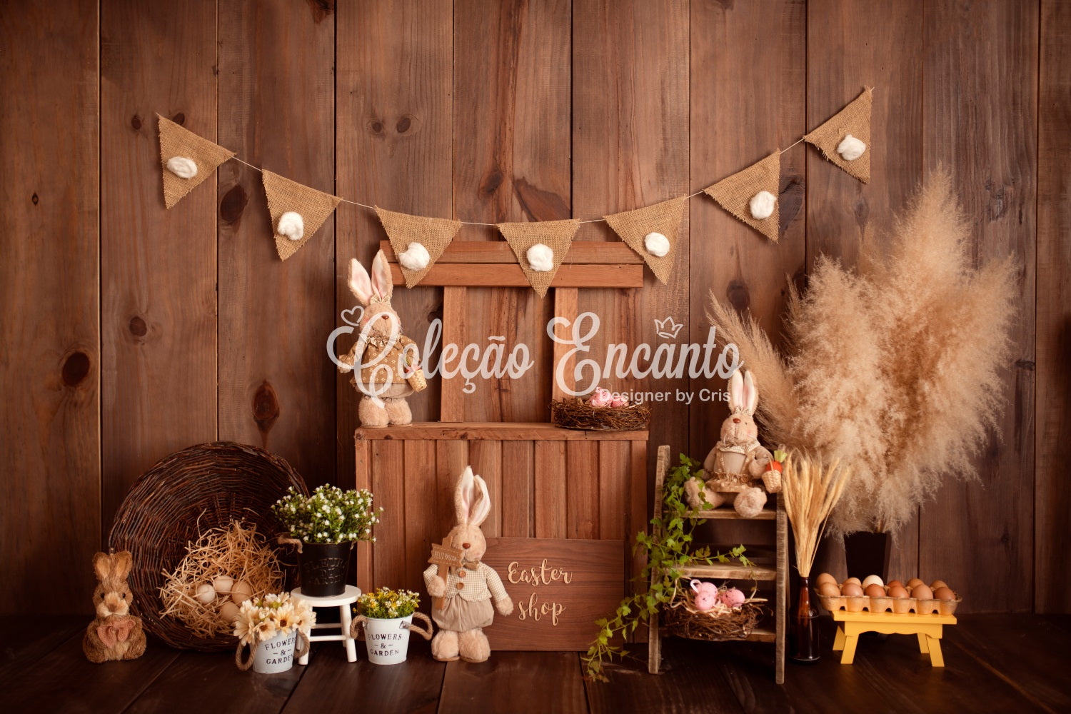 Toile de fond Photo Nouveau-né Présentation Boutique Lapin Rustique Par Magali
