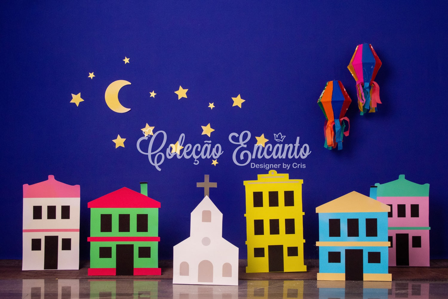 Fond Studio Nouveau-né Village Papier Nuit Étoilée Par Magali