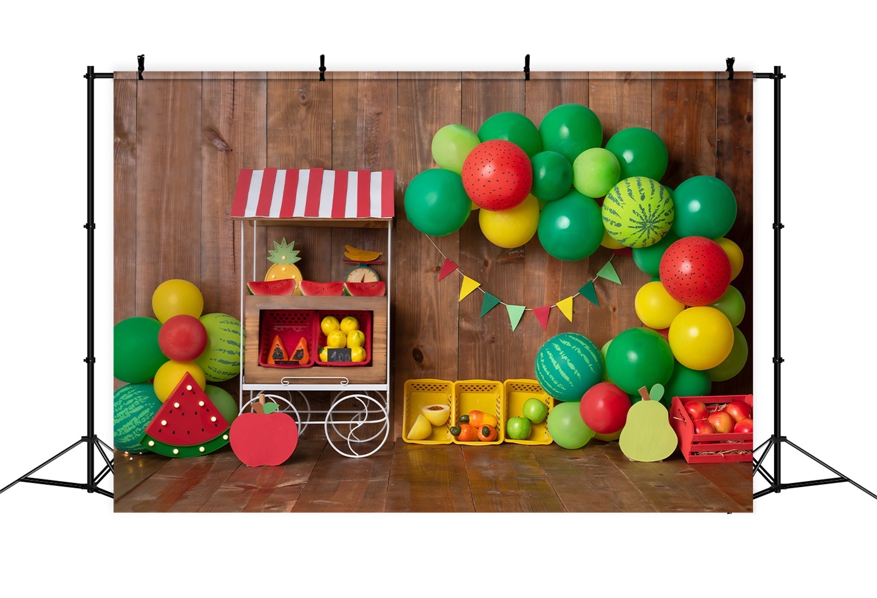 Toile de fond Nouveau-né Arche Ballons Stand Pastèques Par Magali
