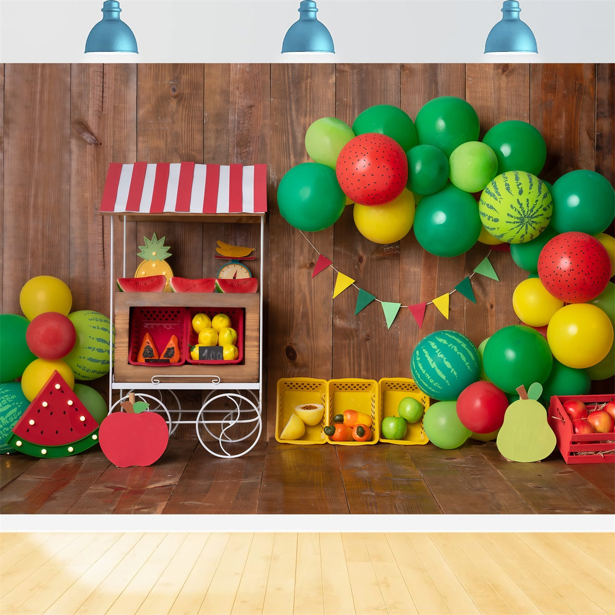 Toile de fond Nouveau-né Arche Ballons Stand Pastèques Par Magali