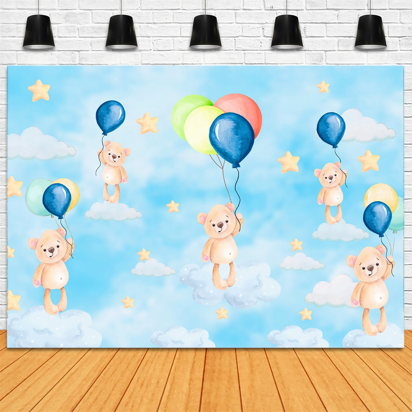Toile de fond Nouveau-né Rêve Ballon Ourson Flottant Ciel Par Magali