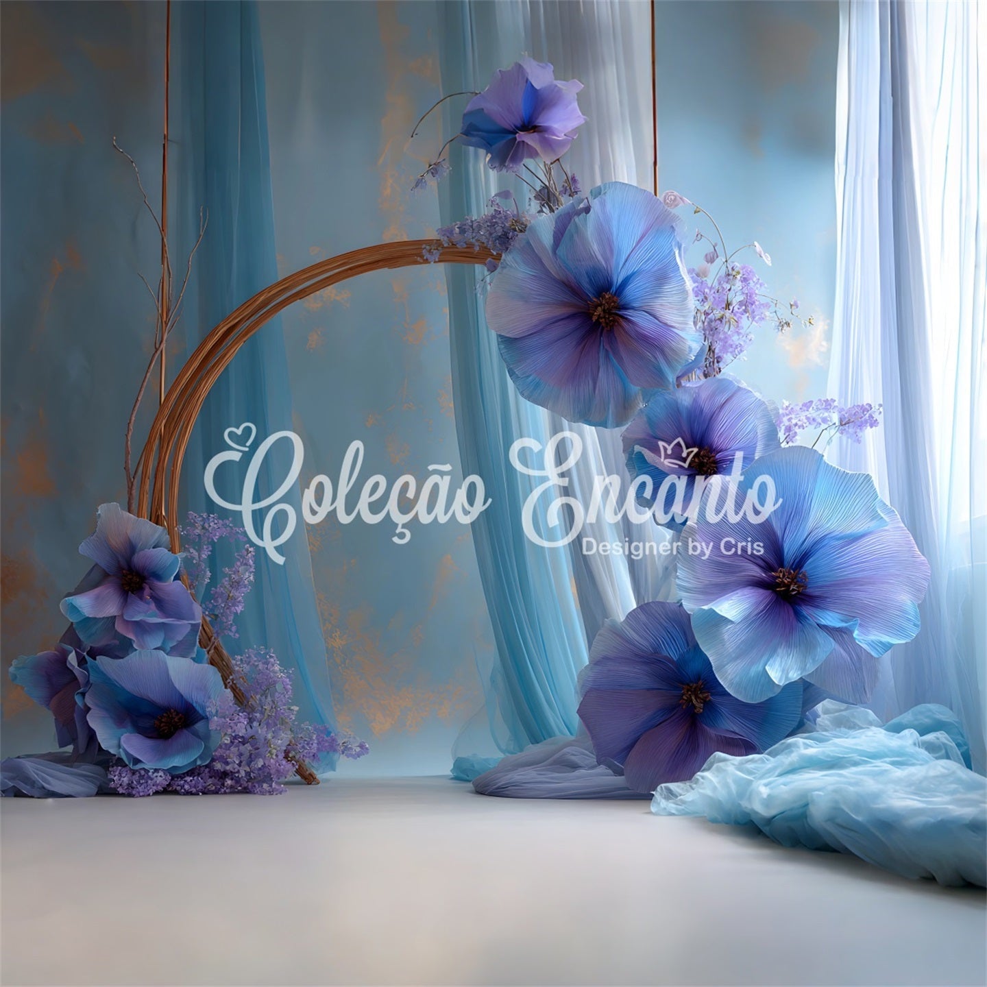 Toile de fond Fête des Mères Arche Florale Violette Papillons Par Magali