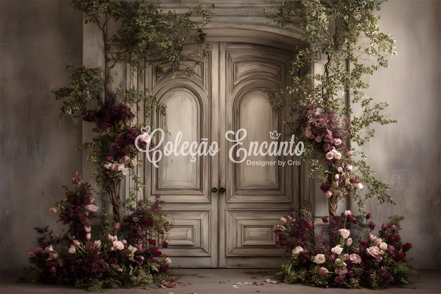 Toile de fond Studio Fête des Mères Porte Florale Romantique Par Magali
