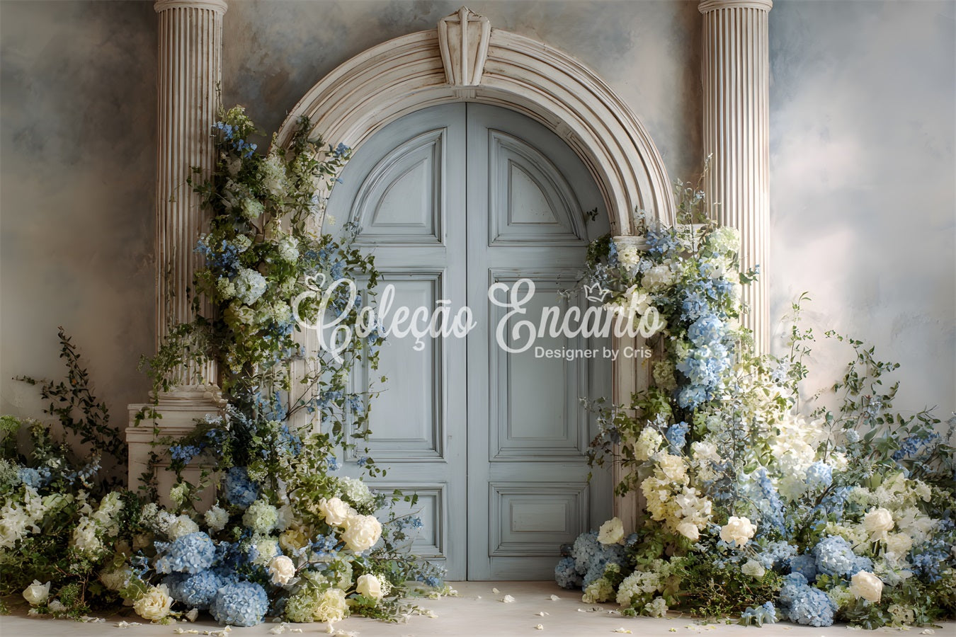 Toile de fond Fête des Mères Hortensias Bleus Roses Blanches Par Magali