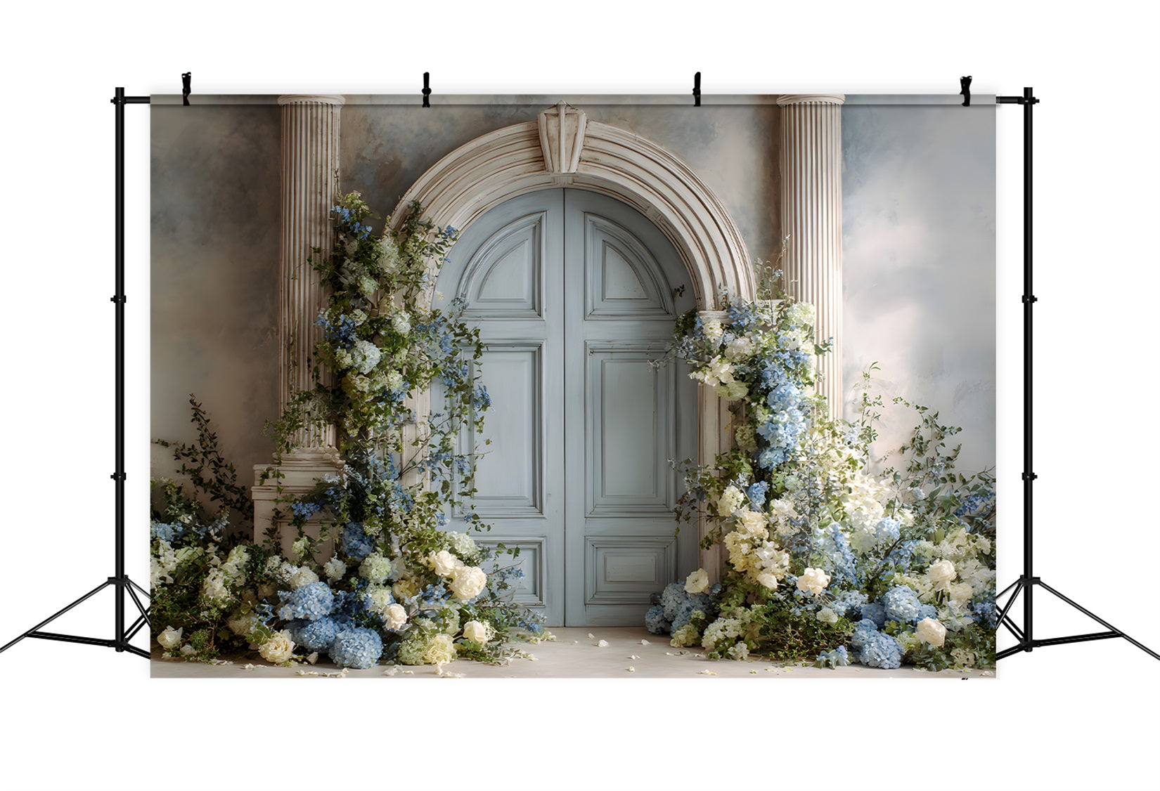 Toile de fond Fête des Mères Hortensias Bleus Roses Blanches Par Magali