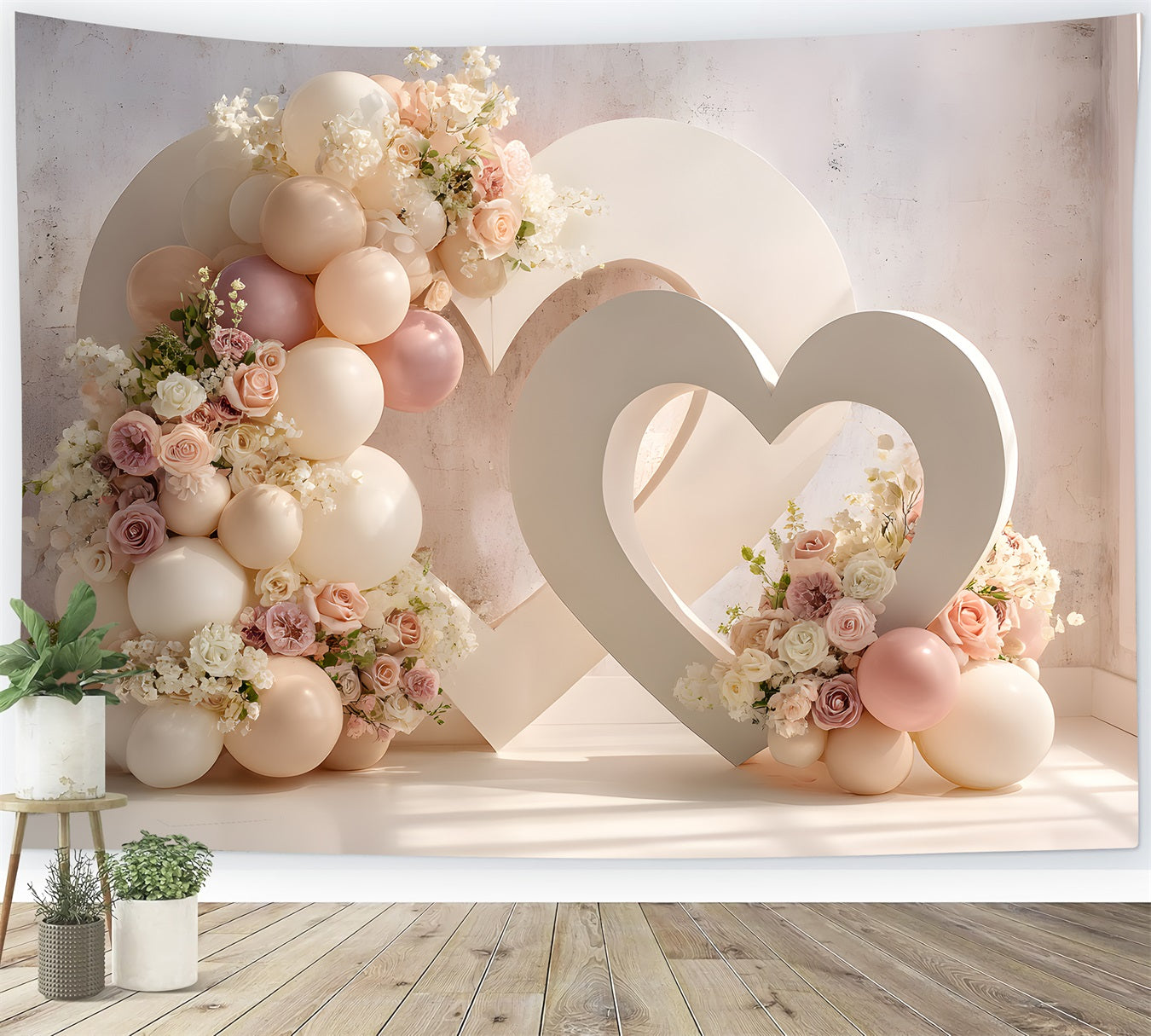 Toile de fond Studio Fête des Mères Ballons Cœur Fleurs Par Magali