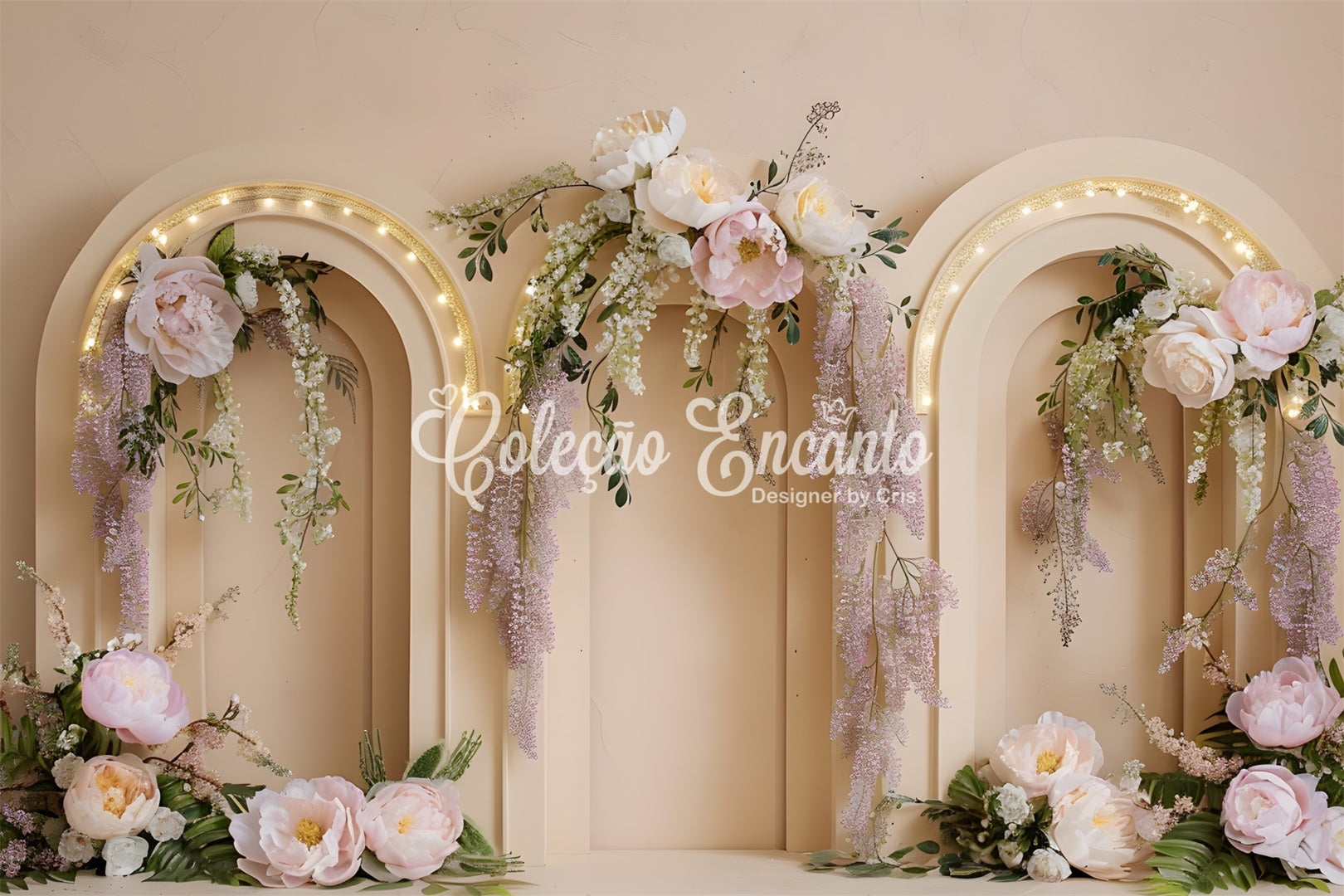 Fond Studio Fête des Mères Arche Florale Rose Romantique Par Magali