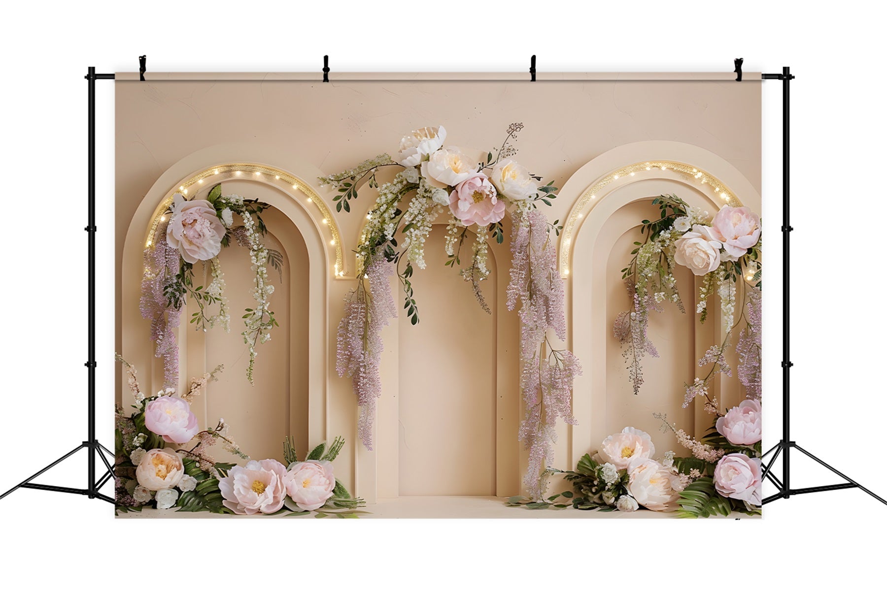 Fond Studio Fête des Mères Arche Florale Rose Romantique Par Magali