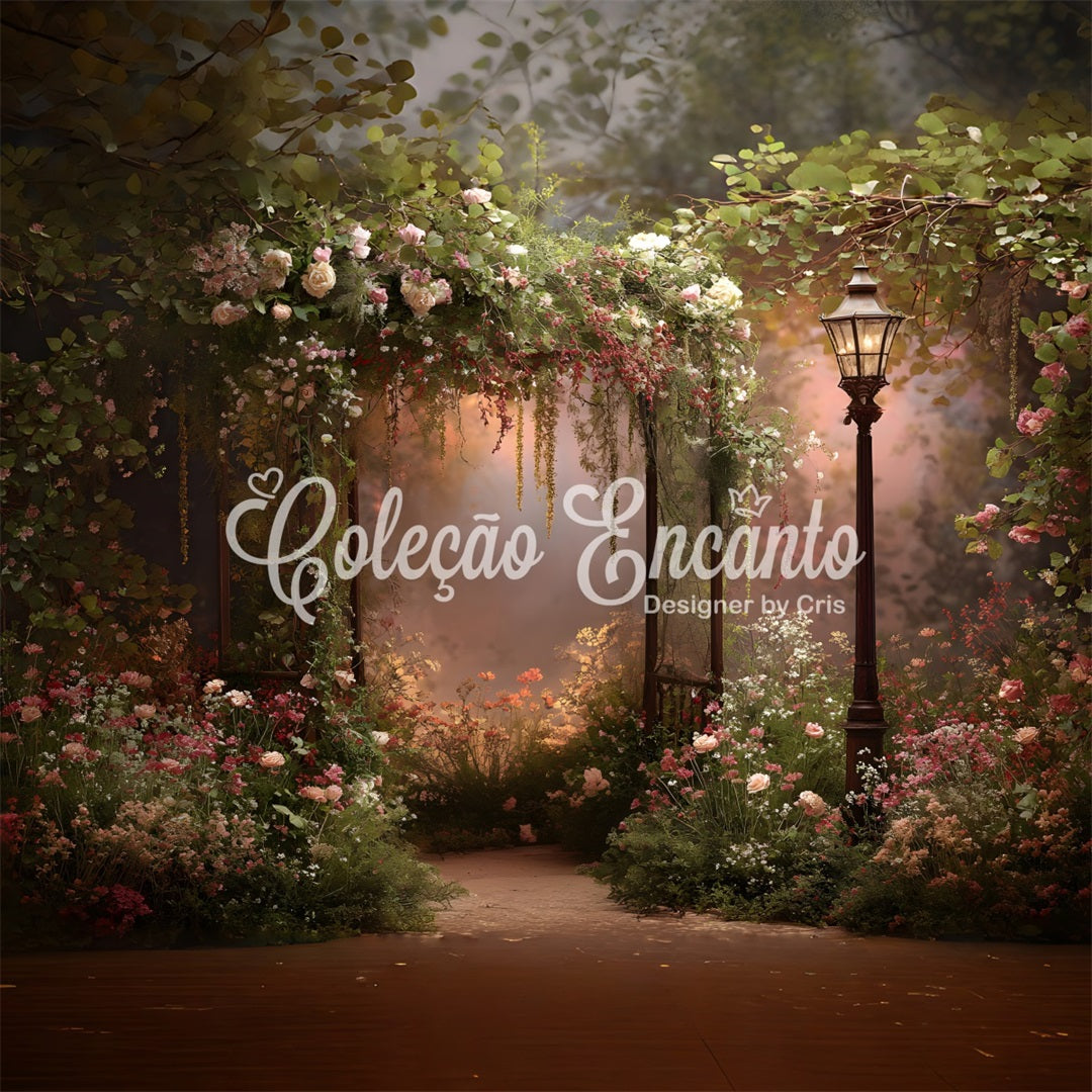 Fond Studio Fête des Mères Arche Florale Lanternes Vintage Par Magali
