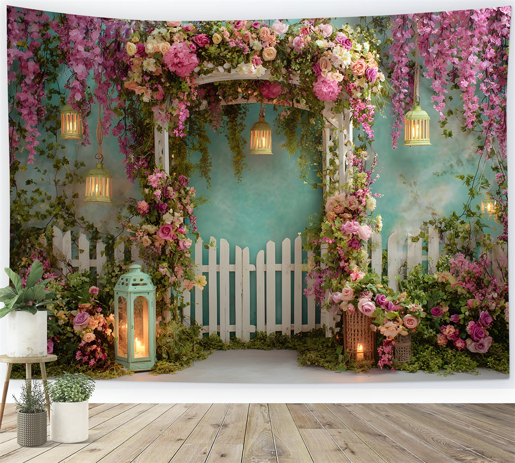 Toile de fond Photo Fête des Mères Entrée Lanternes Fleurs Par Magali