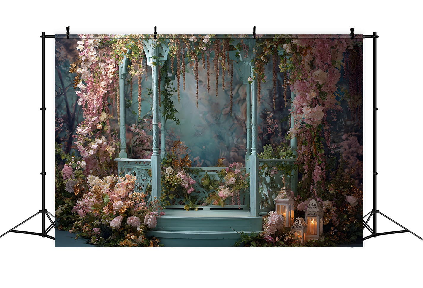 Toile de fond Studio Fête des Mères Gazebo Rustique Entouré Fleurs Par Magali