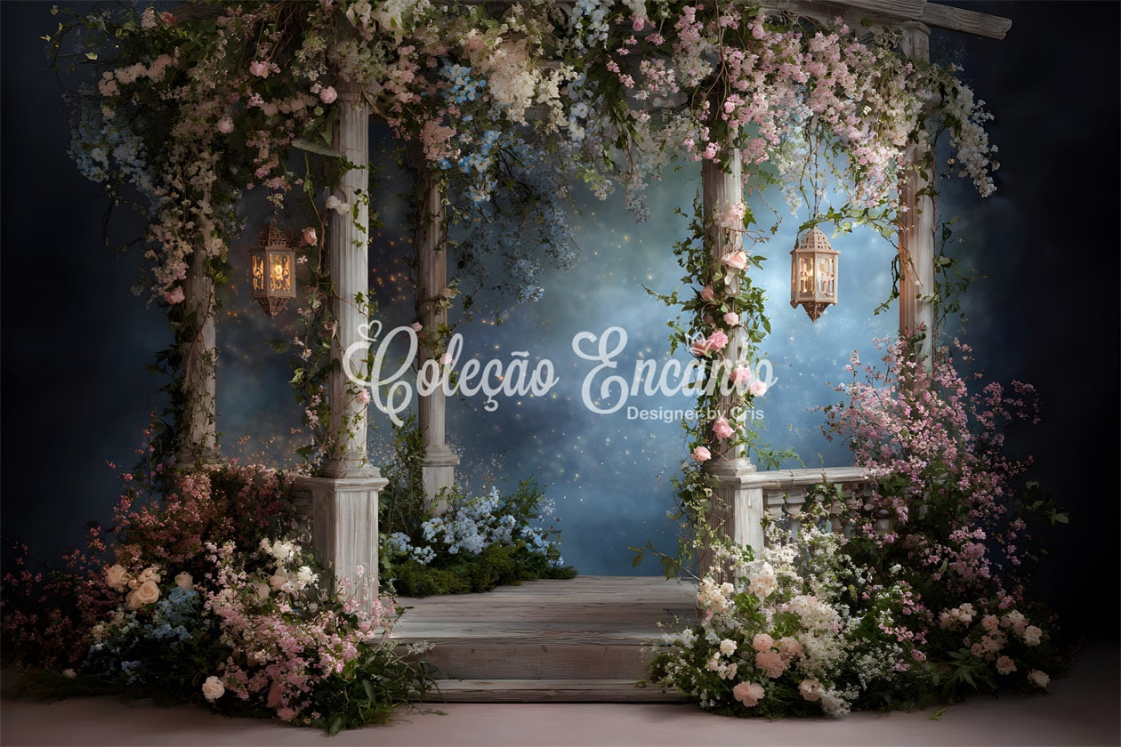 Toile de fond Fête des Mères Arche Florale Lanternes Fantaisie Par Magali