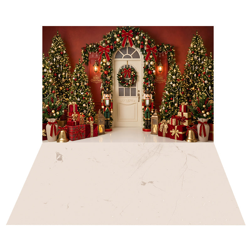 Toile de Fond Entrée de Noël avec Casse-Noisette + Toile de Sol Marbre Crème Veiné CEMCBS65-29