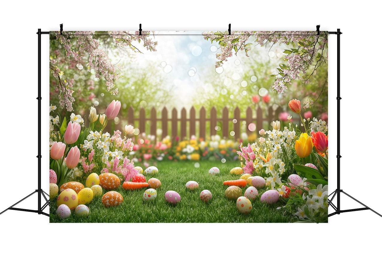 Toile de fond Pâques Œuf Rustique Floral CJJ-167