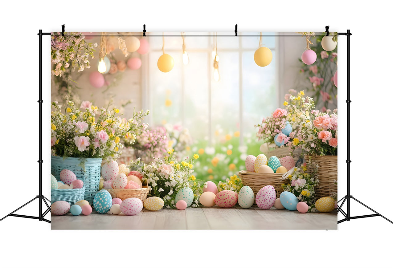 Toile de fond Déco Pâques Fenêtre Œuf Floral CJJ-171