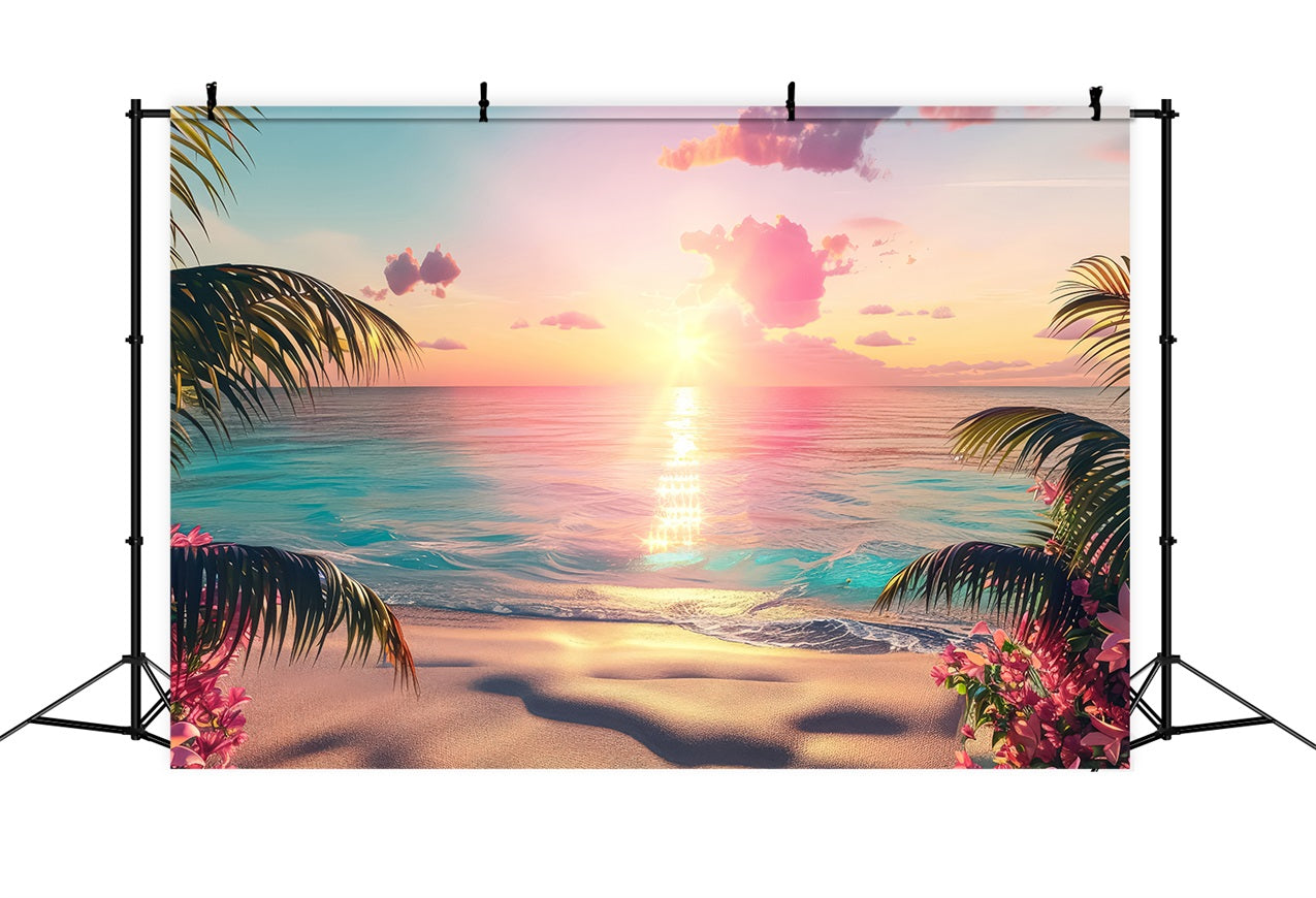 Toiles de fond Fille Rose Coucher de Soleil Paradis Plage Rose CJJ2-113