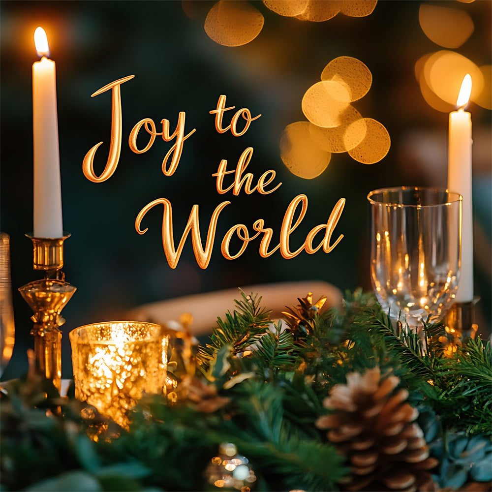 Toile de Fond Joie sur la Terre Lumière de Bougie Dorée Noël CJJ2-20