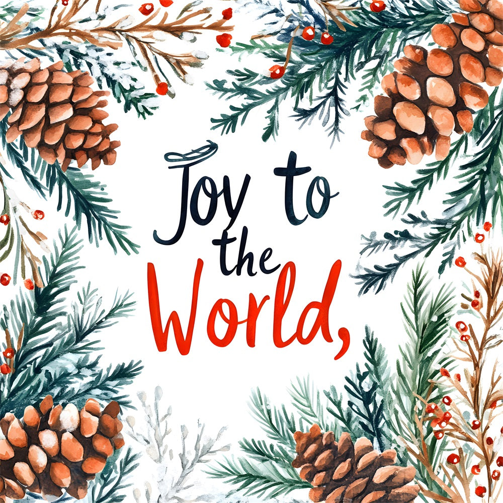 Toile de Fond Joie sur la Terre Branche de Pin Noël CJJ2-23