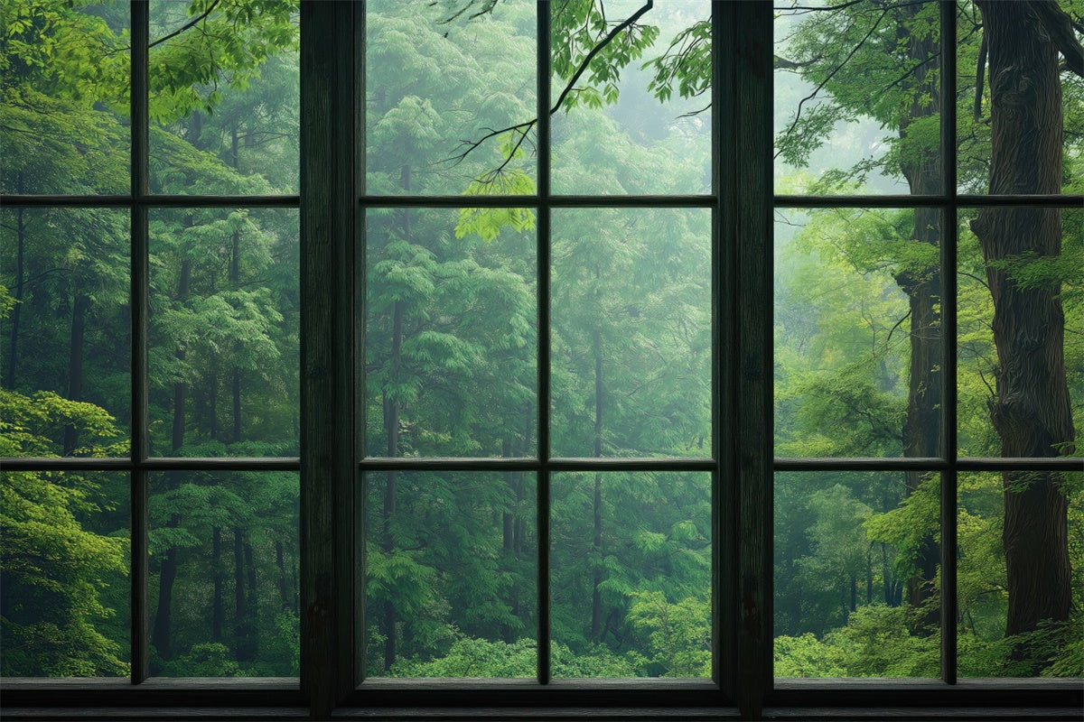 Toile de Fond Photographie Forêt Vue Fenêtre Sérénité CJJ2-57