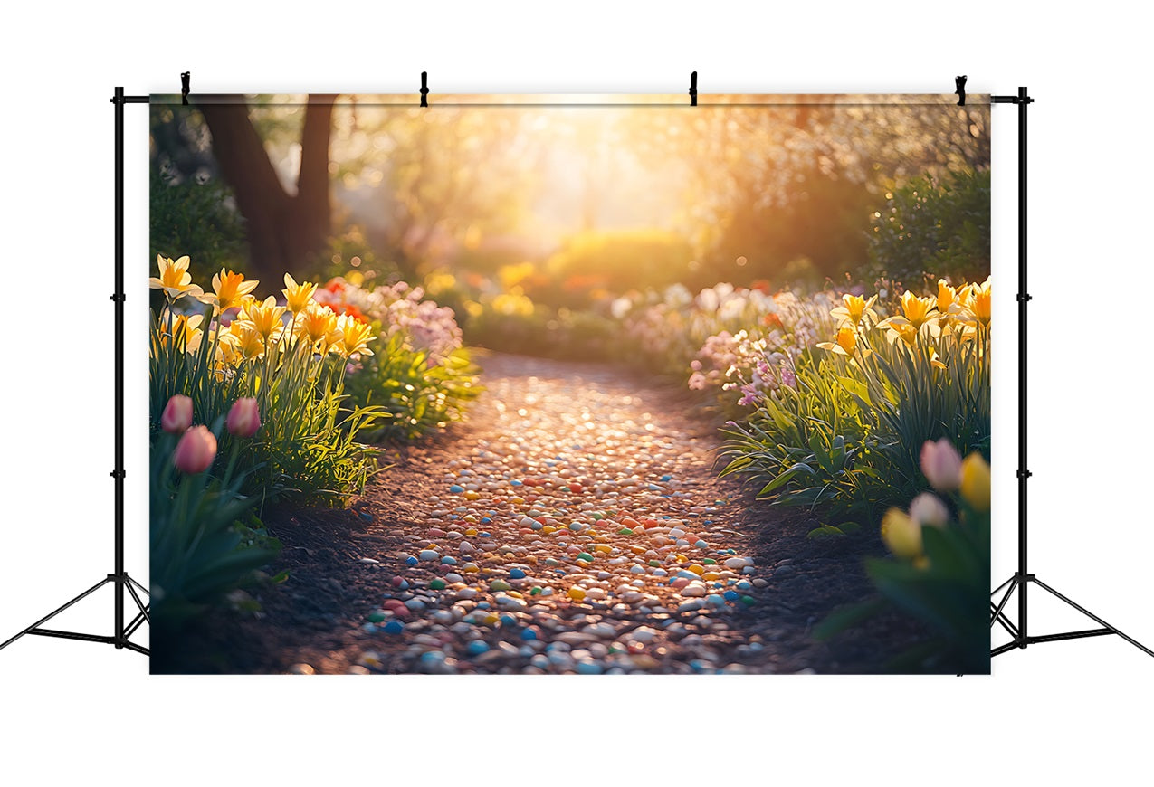 Toile de Fond Jonquille Sentier de Jardin Fleurie CJJ2-7