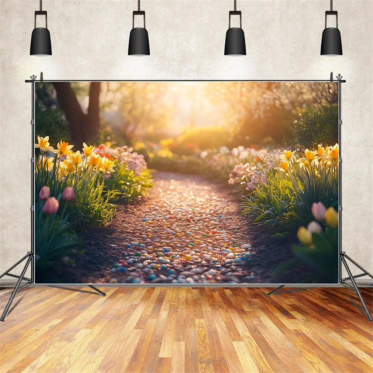 Toile de Fond Jonquille Sentier de Jardin Fleurie CJJ2-7