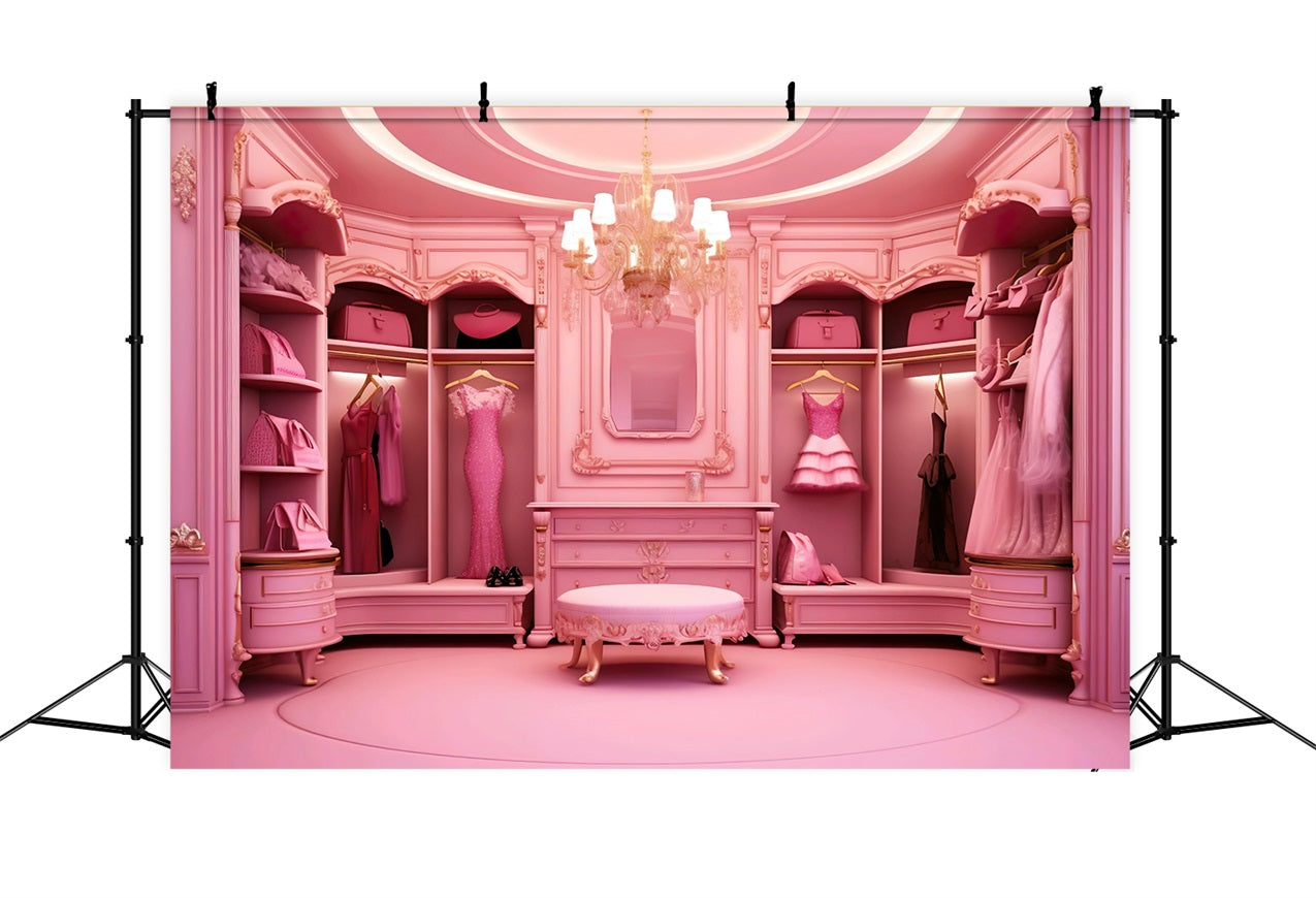 Toile de fond Poupée Mode Photo Dressing Luxe Rose CJJ2-79