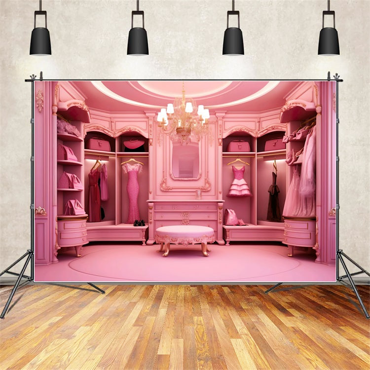 Toile de fond Poupée Mode Photo Dressing Luxe Rose CJJ2-79