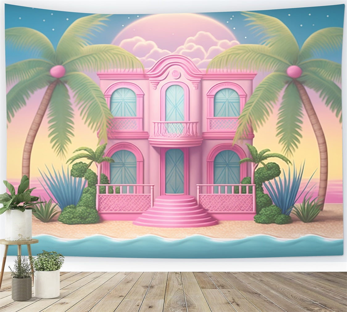Toile de fond Poupée Mode Paradis Plage Villa CJJ2-98