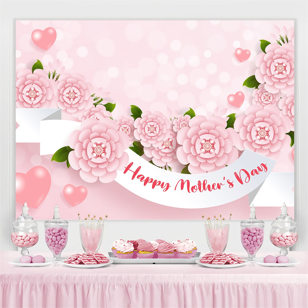 Toile de fond Fête des Mères Personnalisable Douce Fleur Bokeh CJJ3-104