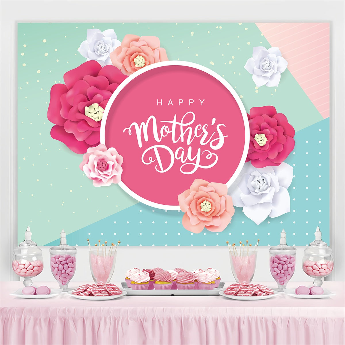 Toile de fond Fête des Mères Personnalisable Délicate Fleur en Papier CJJ3-136