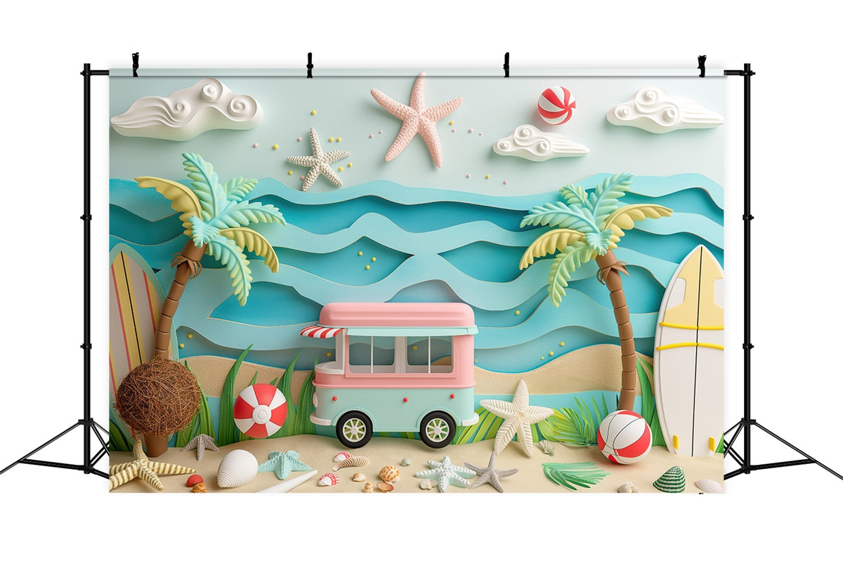 Toile de fond de Plage Été Enfants Fête Tropicale CJJ3-226