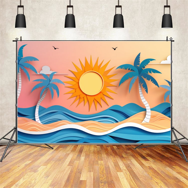 Toile de fond de Plage Été Photographie Papier Coloré CJJ3-233