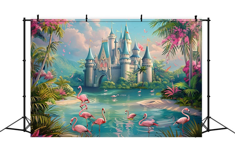 Toile de fond Été Tropicale Oiseaux Château de Rêve CJJ3-242