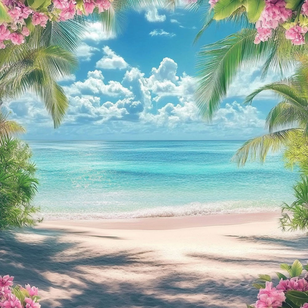 Toile de fond de Plage Été Fleur Rose Océan Rêve CJJ3-248