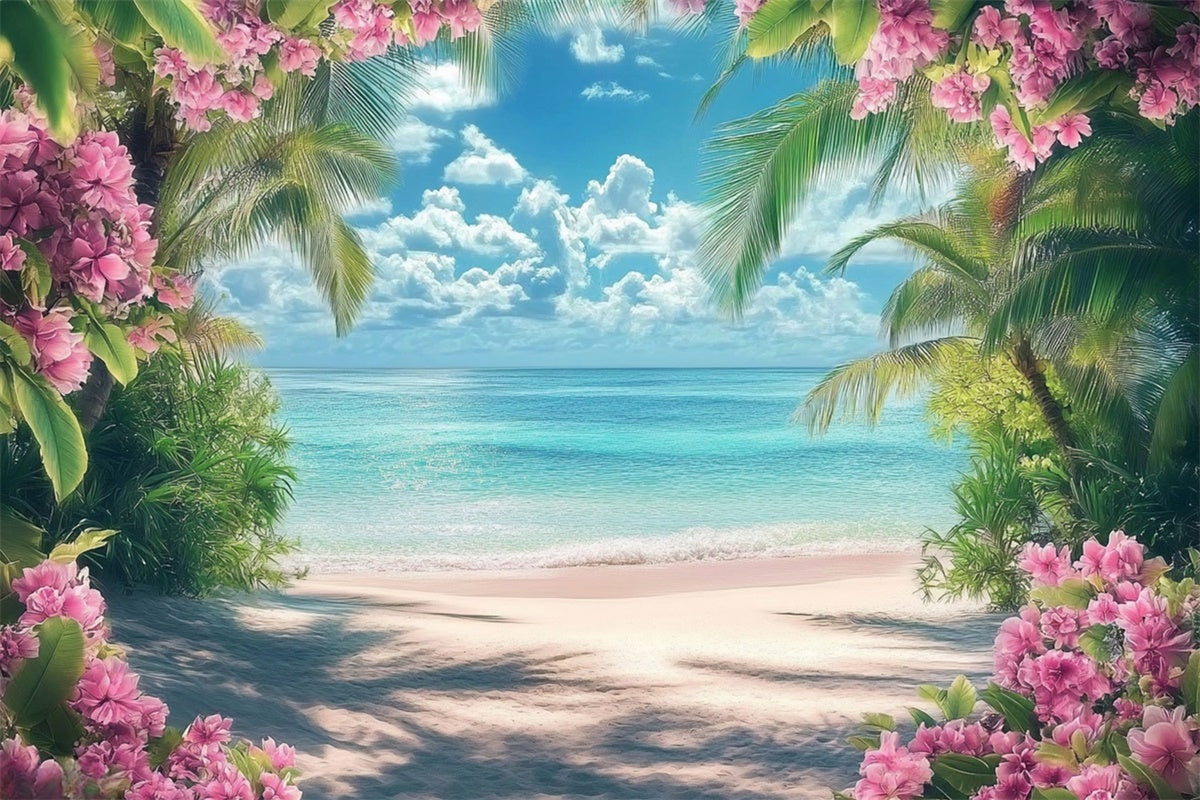 Toile de fond de Plage Été Fleur Rose Océan Rêve CJJ3-248