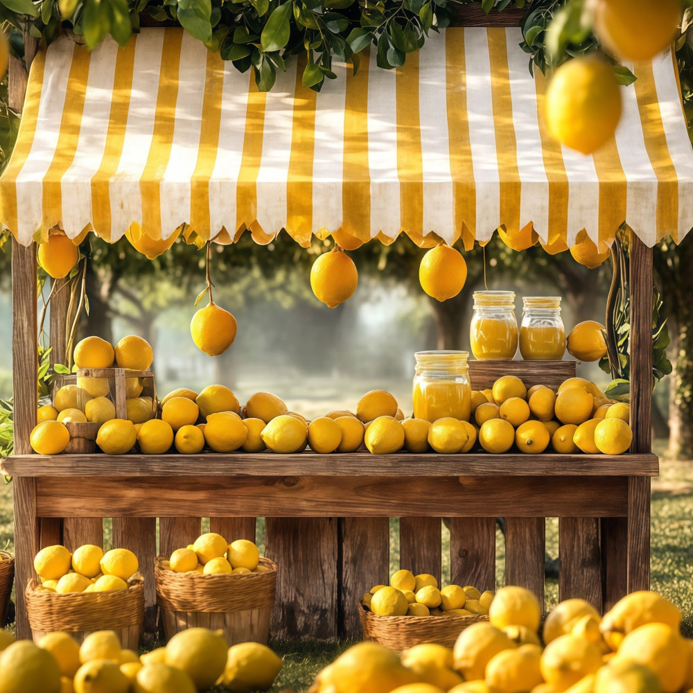 Toile de fond Été Citron Auvent Rayé Citrons CJJ3-254