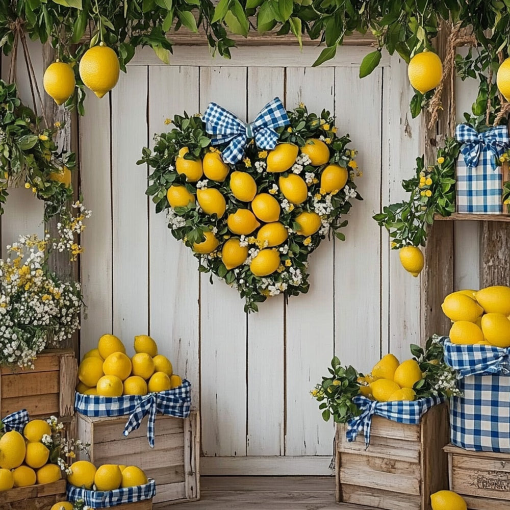 Toile de fond Été Citron Cœur Couronne Porte CJJ3-261