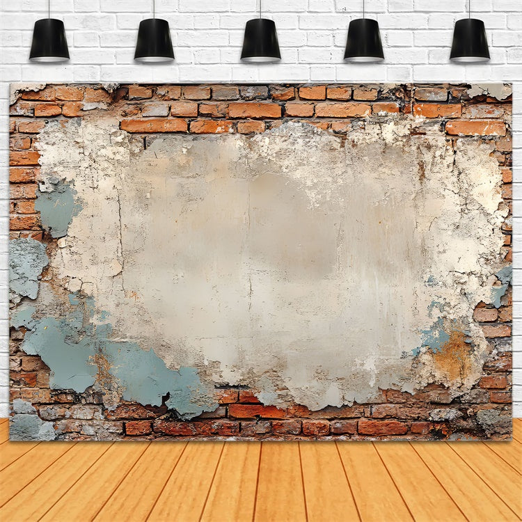Toile de fond Mur Brique Plâtre Écaillé Vieilli CJJ3-29