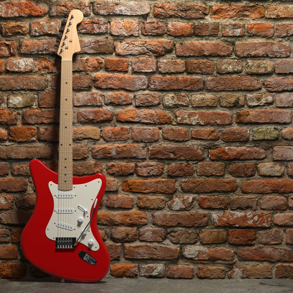 Toile de fond Mur Brique Guitare Rouge Électrique CJJ3-8