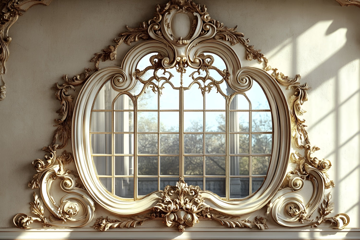 Toile de fond Mur Vintage Luxueux Miroir Encadré Doré CSH2-245