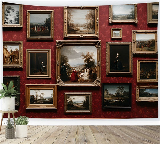 Toile de fond Mur Rouge Galerie d’Art Vintage Cadres CSH2-246