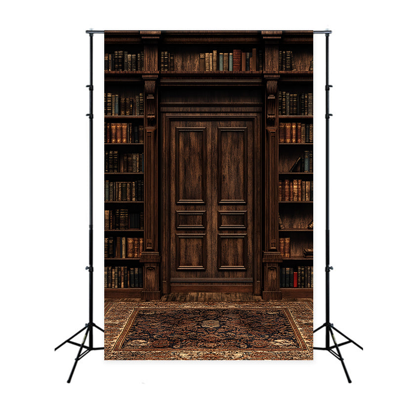 Toile de fond Mur en Bois Élégante Bibliothèque Porte en Bois CSH2-248
