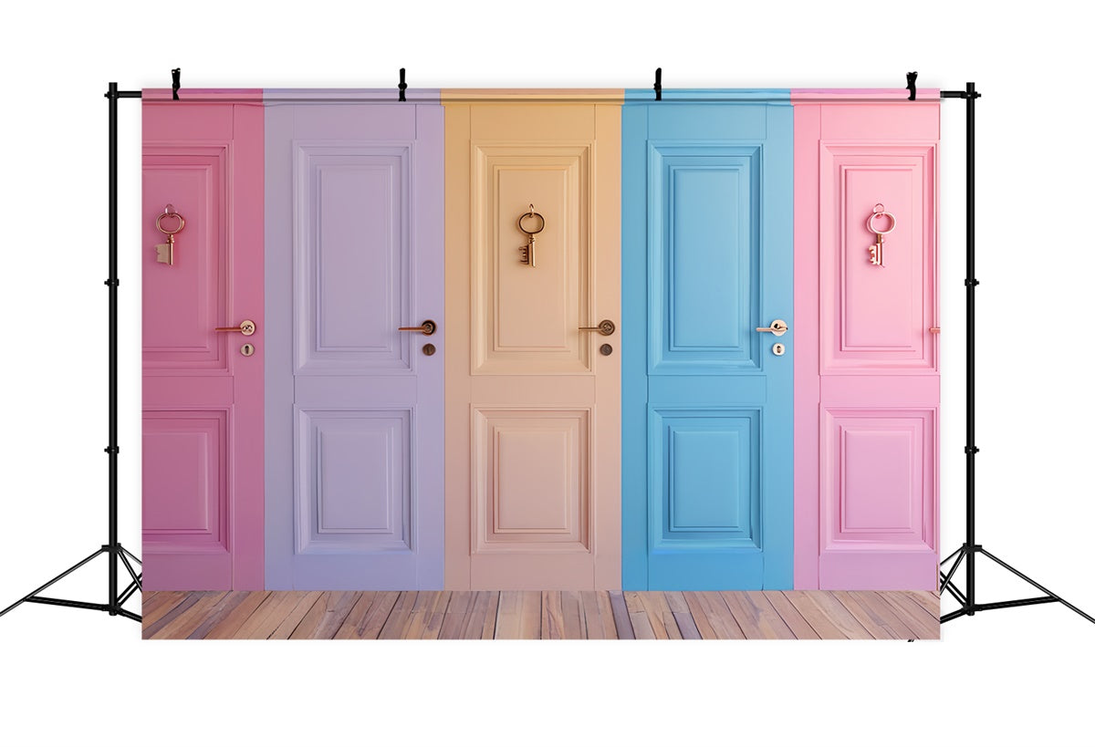Toile de fond Mur Vintage Portes Pastel Vibrantes CSH2-263