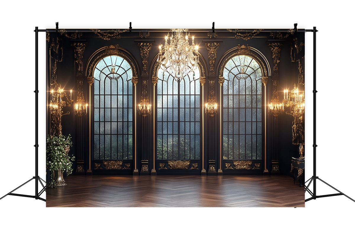 Toile de fond Mur Vintage Salle de Bal Royale Fenêtre en Arche CSH2-269