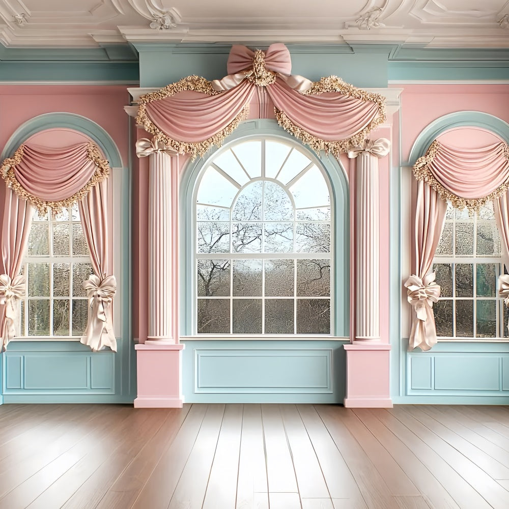 Toile de fond Mur Vintage Fenêtre Drapée Romantique Pastel CSH2-272