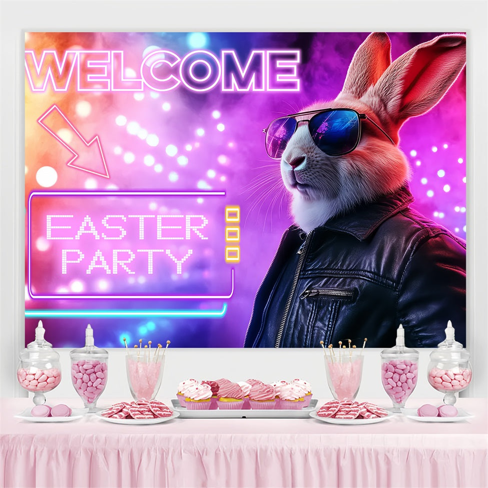 Toile de fond Photo Pâques Lapin Néon Fête Personnalisée CSH3-230