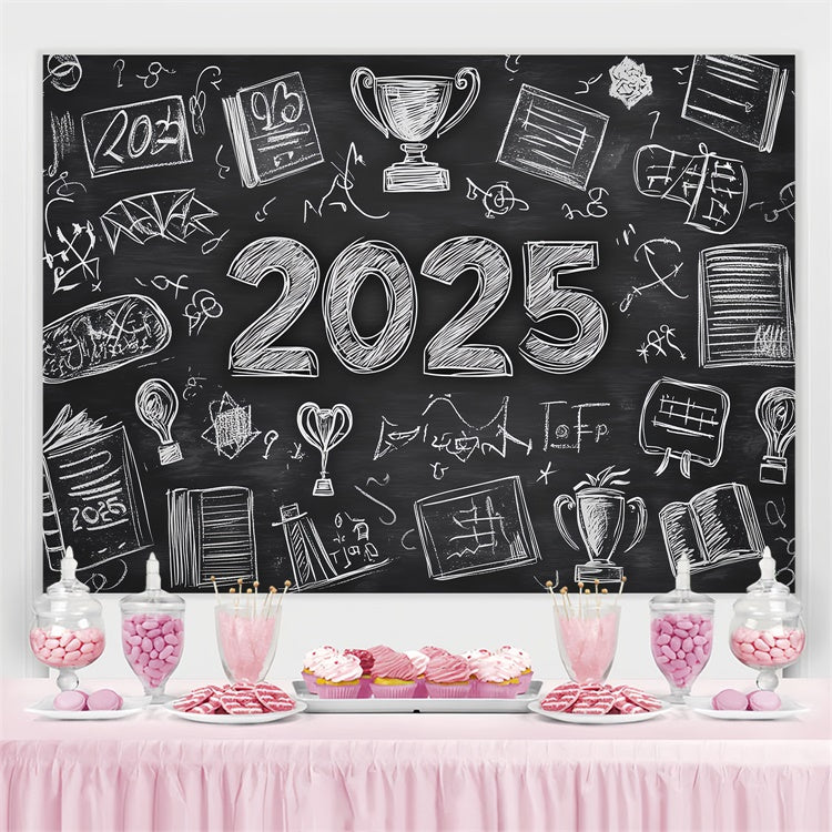 Toile de fond pour remise des diplômes Croquis de tableau noir CSH3-238