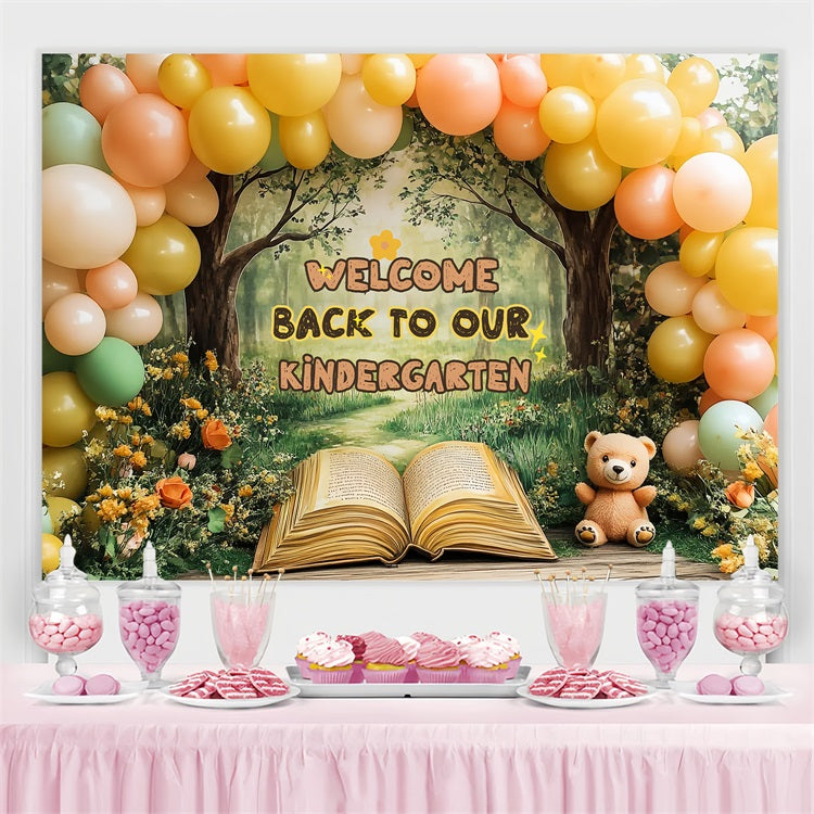 Toile de fond Rentrée des Classes Prairie Ensoleillée Maternelle Ballon CSH3-35