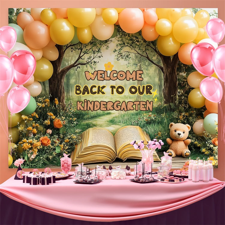 Toile de fond Rentrée des Classes Prairie Ensoleillée Maternelle Ballon CSH3-35